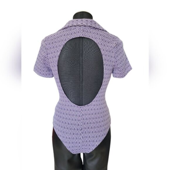 Preppy  Geometric Violet Purple Print Bodysuit ZARA Size Small - Picture 7 of 12